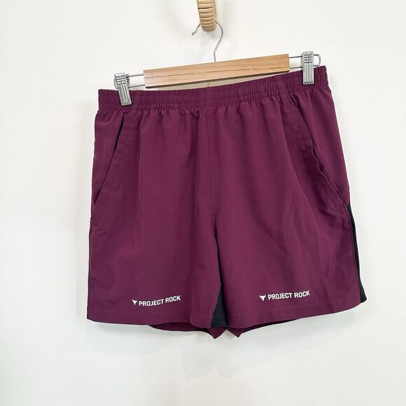 Under Armour Project Rock Shorts Men's Medium Purple Ultimate 5" Training Gym - Picture 1 of 11